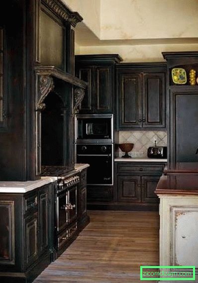 temibile-design-di-rustico-black-cucina-armadi-fatto-di-legno-con-semplici-piano di lavoro