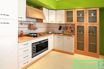 Cucina con piano in legno: pro e contro, opzioni di colore, esempi di foto
