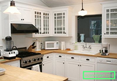 Cucina con piano in legno: pro e contro, opzioni di colore, esempi di foto